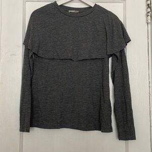 Grey long sleeve tee with cowl